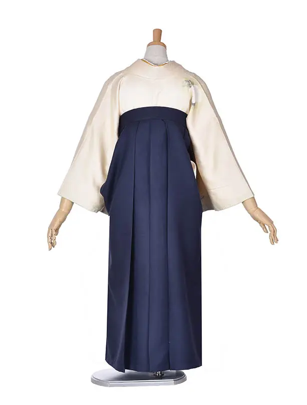 先生袴 ﾚﾝﾀル【正絹】D064黄緑牡丹紺袴