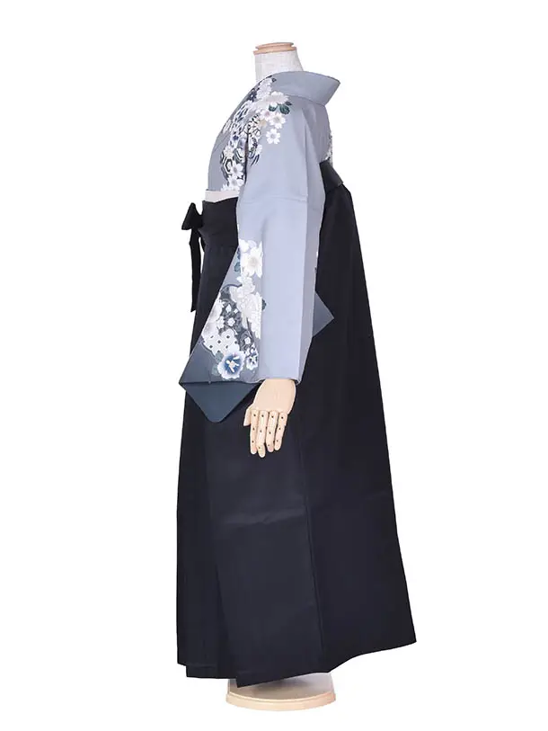 卒業式袴レンタルD067グレー菊黒袴