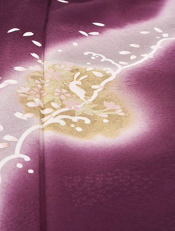 卒業式袴レンタルD068紫うさぎ