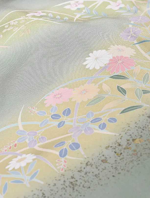 先生袴 ﾚﾝﾀルD0070【正絹】くすみグリーン× モカブラウン袴