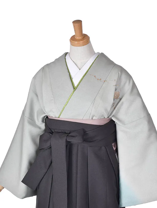 先生袴 ﾚﾝﾀルD074若草チャコールグレー袴