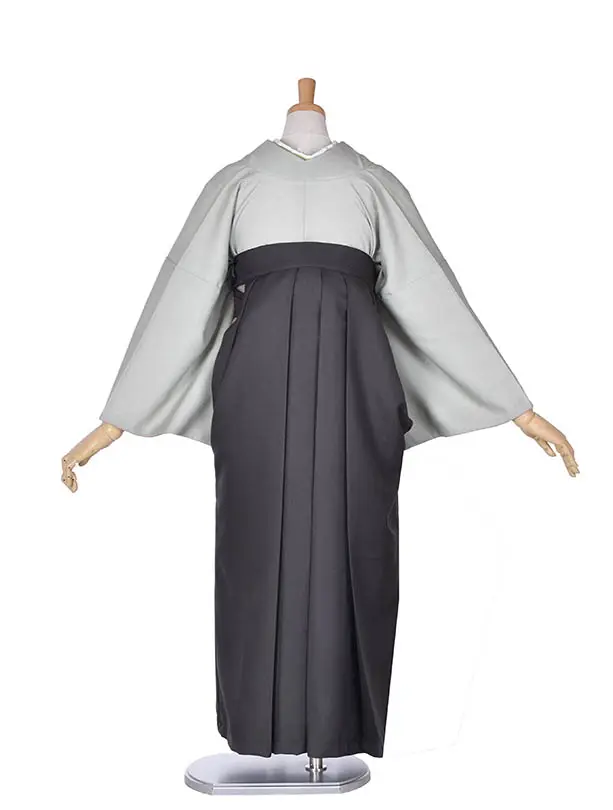 先生袴 ﾚﾝﾀルD074若草チャコールグレー袴