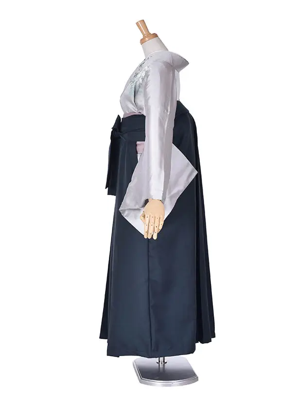 先生袴 ﾚﾝﾀルDG11正絹グレー×モスグリーン袴