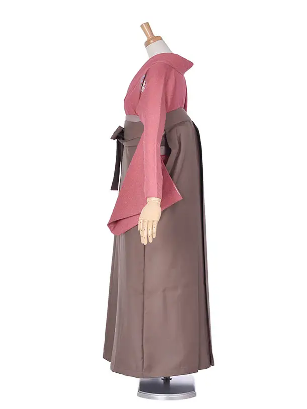 先生袴 ﾚﾝﾀルE032ピンク地紋×ブラウン袴