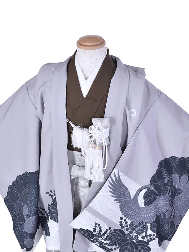 七五三レンタル(5歳男児）1384グレーに鶴