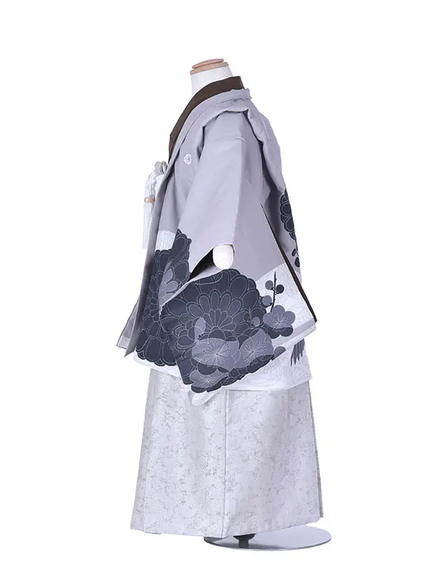 七五三レンタル(5歳男児）1384グレーに鶴