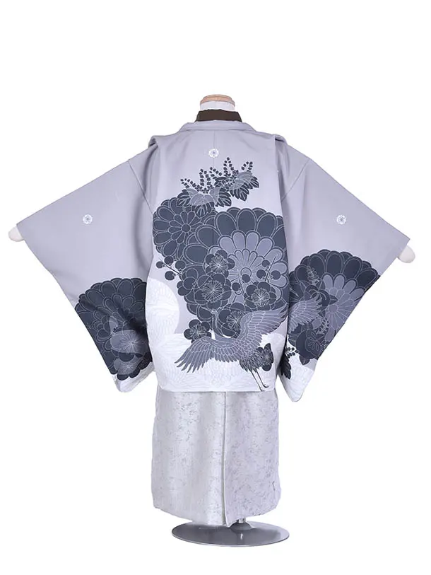 七五三レンタル(5歳男児）1384グレーに鶴