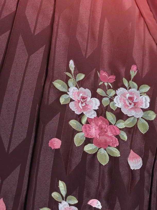 小学生卒業式袴女児00210ピンク薔薇赤グラデーション