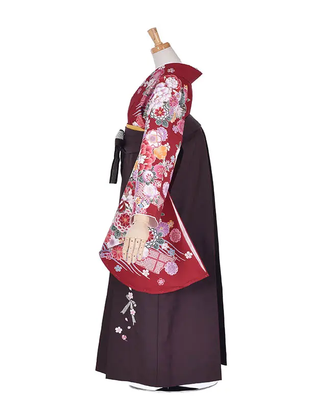 小学生卒業式袴女児0216赤古典レース袴