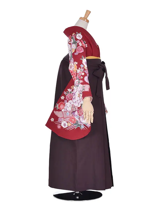 小学生卒業式袴女児0216赤古典レース袴