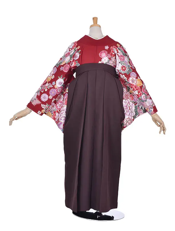 小学生卒業式袴女児0216赤古典レース袴