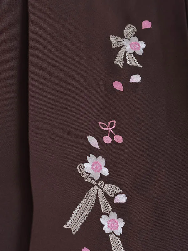 小学生卒業式袴女児0216赤古典レース袴