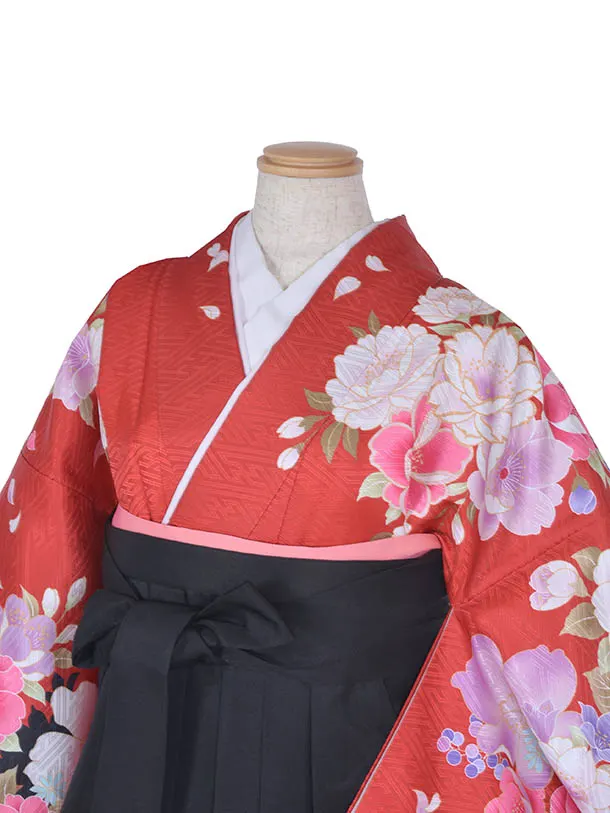 小学生卒業式袴女児0223紅と翠のはなごろも