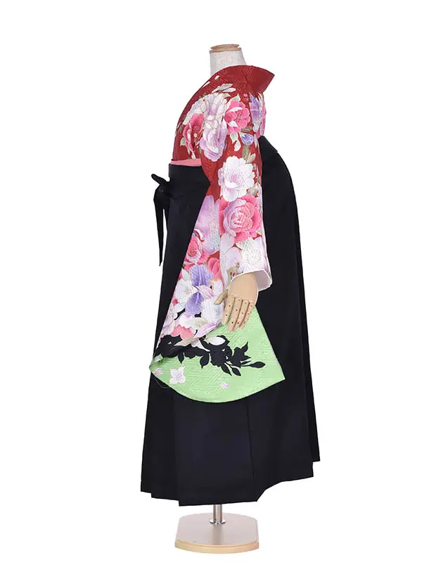 小学生卒業式袴女児0223紅と翠のはなごろも