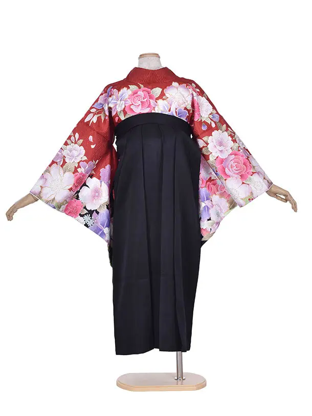 小学生卒業式袴女児0223紅と翠のはなごろも