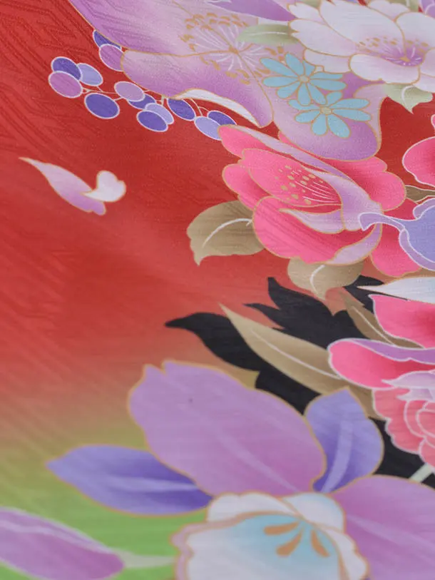 小学生卒業式袴女児0223紅と翠のはなごろも