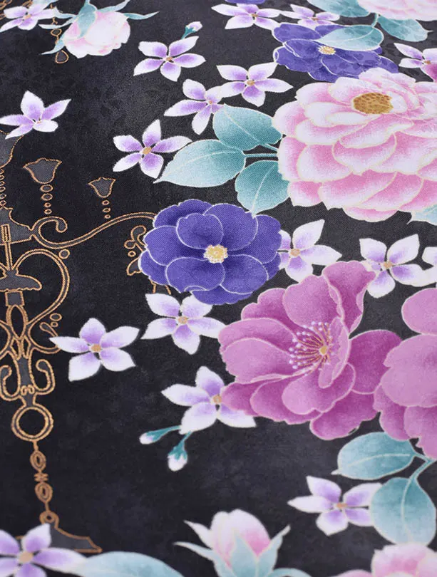 小学生卒業式袴女児0226黒薔薇ラベンダー袴