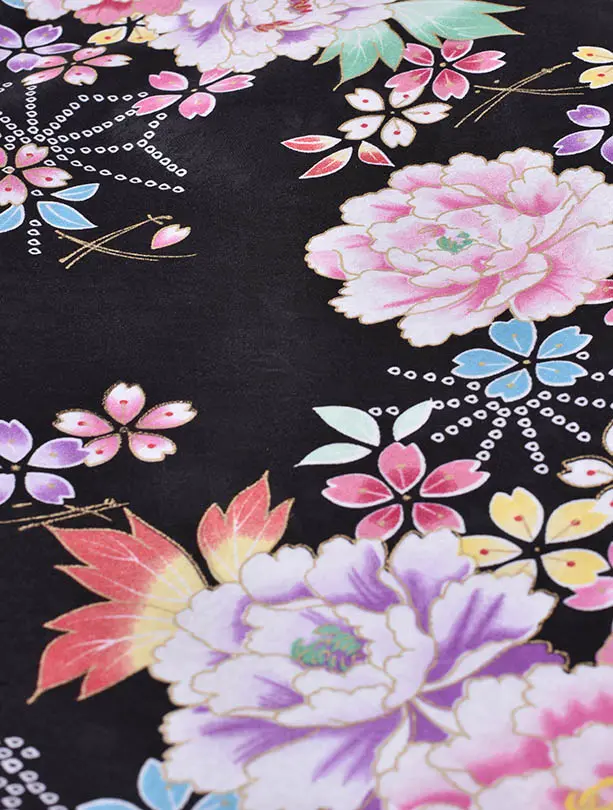 小学生卒業式袴女児0227黒薔薇スモーキーピンク袴